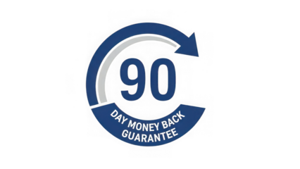 Blue 90 day money back guarantee icon