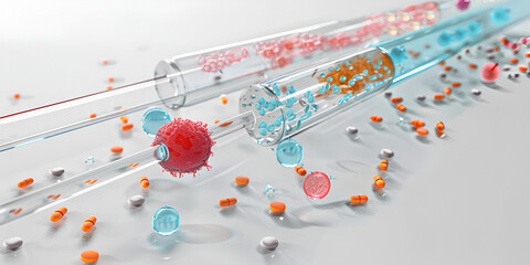 Scientific Research: Test Tubes with Cells | Laboratory Research and Experimentation | Biology and Medicine Research in Lab