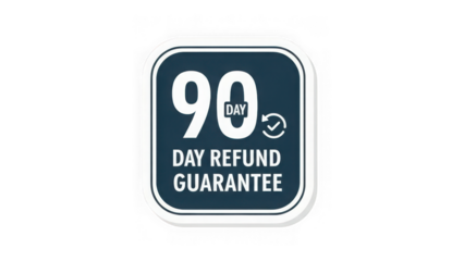 Refund guarantee icon with 90 days text