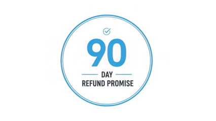 Refund promise icon with 90 days guarantee