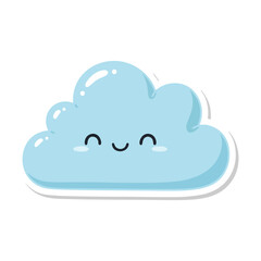 Obraz premium A delightful light blue cartoon cloud with a happy smiling face