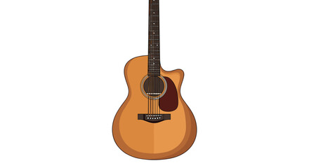 Obraz premium Classic wooden acoustic guitar with a cutaway body design, perfect for playing folk, country, or pop music styles.