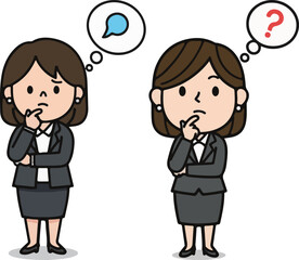 Businesswoman Problem Solving Business Character, Thinking Creative Solution Concept, Flat Cartoon Illustration Style