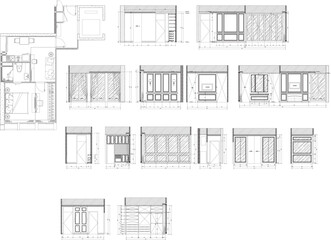 Interior Design Construction Drawing and Furniture Layout for Small Residential Condominium with Elevation and Design Concept