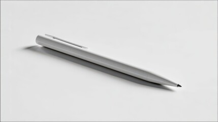 Minimalist White Ballpoint Pen on Clean White Background with Soft Shadow - Business & Writing Essential