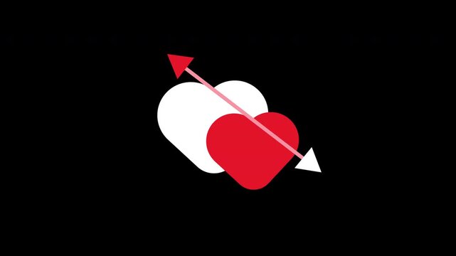 Heart Shape Arrows Love Romance Loop Animation with Alpha Channel