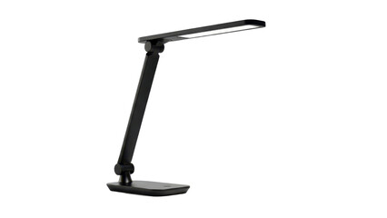 Naklejka premium Modern black LED desk lamp with adjustable arm, sleek minimalist office table light, contemporary foldable reading lamp for workspace and study