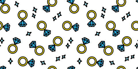 ダイヤモンドの指輪のシームレス背景画像。（Seamless background image of diamond rings.）
