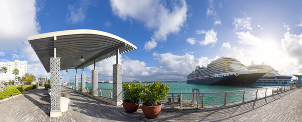Cruise ship in San Juan, Puerto Rico on a Caribbean cruise vacation .
