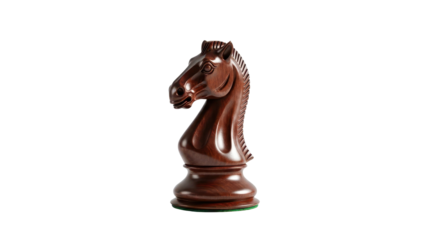 Single Dark Brown Chess Knight Game Piece isolated PNG with Transparent Background