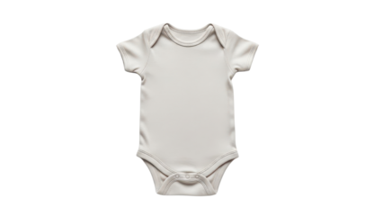 Minimalist Cream Baby Bodysuit Onesie Mockup, Flat Lay isolated PNG with Transparent Background