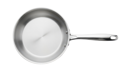 Stainless Steel Frying Pan Skillet Product Shot Top View isolated PNG with Transparent Background