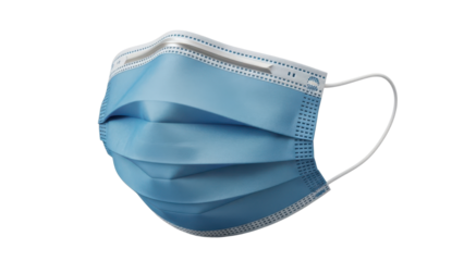 Blue Disposable Surgical Medical Face Mask isolated PNG with Transparent Background