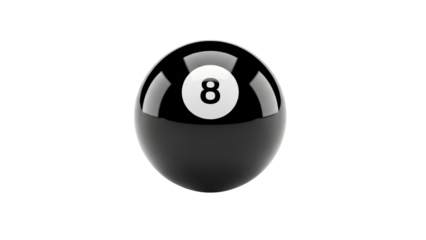 Glossy Black Pool Eight Ball isolated PNG with Transparent Background