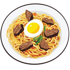 Plate of Beef Noodle Soup with Egg