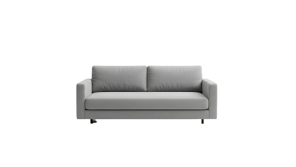 Minimalist Grey Fabric Two-Seater Sofa isolated PNG with Transparent Background