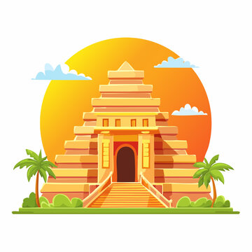 ancient temple pyramid ziggurat architecture vector nyepi day.