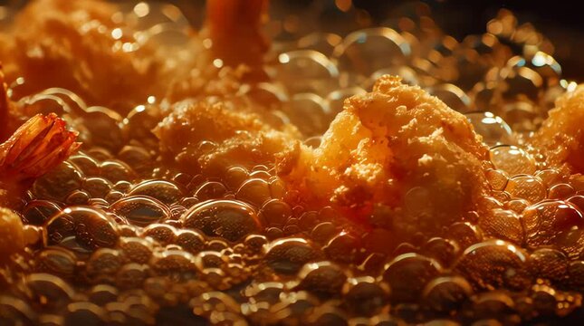 Crispy Delight - Golden Nuggets Deep Frying in Bubbling Oil.