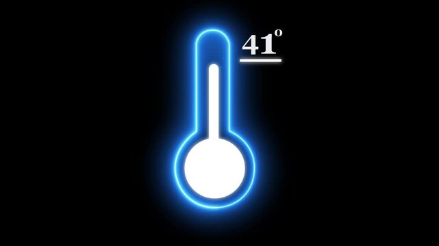 Thats indicates weather temperature 41 degree increase or decline. Neon Medical thermometer icon 4k animation...  