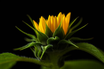 Sunflower on dark background studio