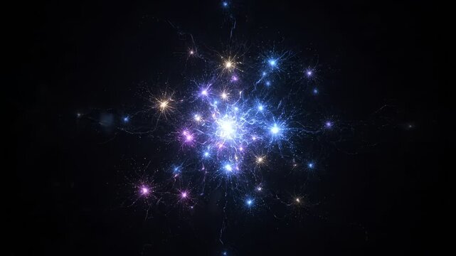 Vibrant glowing starburst with colorful lights against a dark background