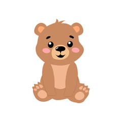 Cute brown teddy bear cartoon holding a heart isolated vector illustration for children