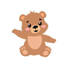 Obraz premium Cute brown teddy bear sitting with heart