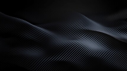 dark flowing field of thin parallel metallic lines forming undulating ripples and soft highlights, sleek mysterious and calming abstract texture