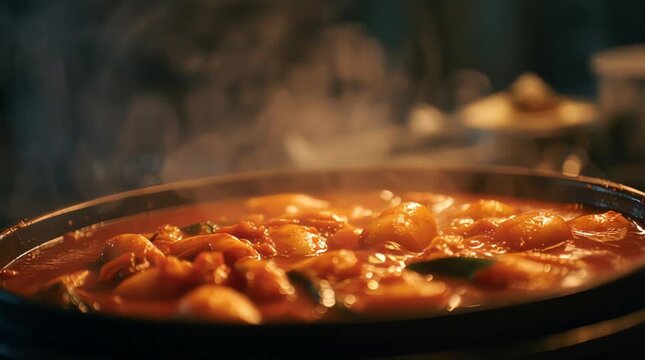 Steaming Tteokbokki - A Spicy Korean Street Food Delight.