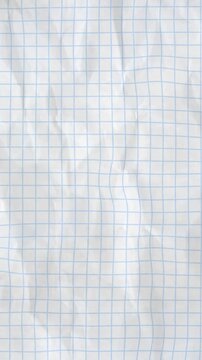 Crumpled graph paper unfolding stop motion animation for education and school texture background.