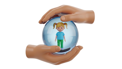 Child Protected in Bubble by Caring Hands