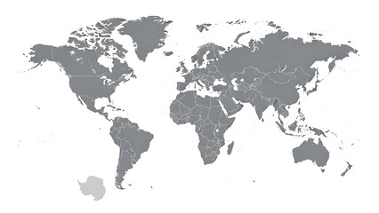 Gray world map with country borders on white background © graphicview35