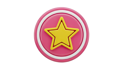 3D Rendering of a Pink Circle with a Yellow Star Inside