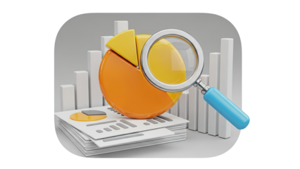 Pie Chart Analysis with Magnifying Glass