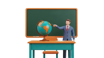 Teacher Explaining Globe in Classroom