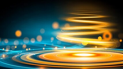 Futuristic digital art swirling in a vibrant, abstract spiral motion with glowing orange and blue hues in 4K resolution - Powered by Adobe
