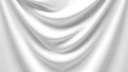Fototapeta premium White satin fabric with smooth folds and creases, elegant drapery texture