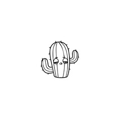 Fototapeta premium Sad Cactus Cartoon