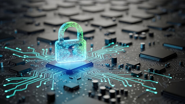 Cyber Security Digital Lock Data Protection Concept - Powered by Adobe