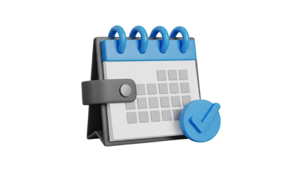 3D Calendar with Checkmark Icon