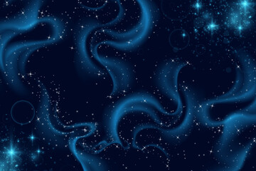 Fototapeta premium Mystical deep blue outer space background with swirling ethereal nebulae glowing stars and sparkling stardust creating a serene galactic atmosphere
