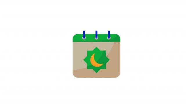 Animated Islamic calendar footage,  smooth vector motion for religious schedules, worship themes