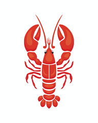 Bright red lobster cartoon with bold claws and cute eyes, perfect for seafood themes, decor, or education.