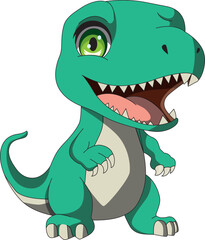 Cartoon Dinosaur Cute Green Trex Dino Vector © Gaurav