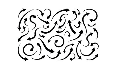 Obraz premium Assortment of Black Swirling and Curved Arrow Graphics direction movement