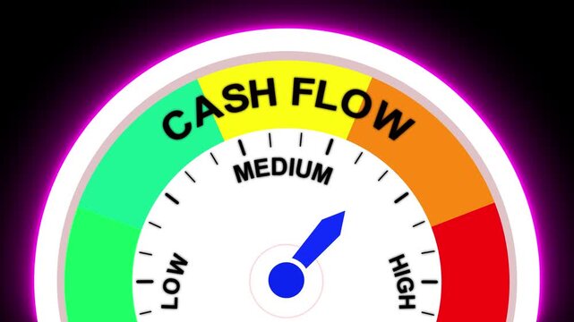 Cash flow meter showing medium level gauge indicator meter measurement.