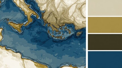 Map Design Showing Mediterranean Region With a Destination-Neutral Background and Adaptable Colors for Various Uses in Art or Graphic Projects
