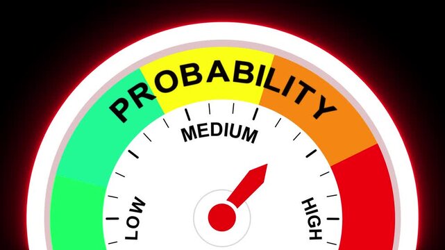 probability meter showing medium level gauge indicator meter measurement.