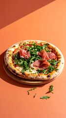 Arugula and prosciutto pizza composition