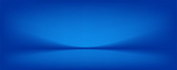 Blue navy studio room. Limbo dark background. Abstract 3d backdrop for product presentation. Minimal wall scene. Showcase, promotion display. Vector stage mockup illustration